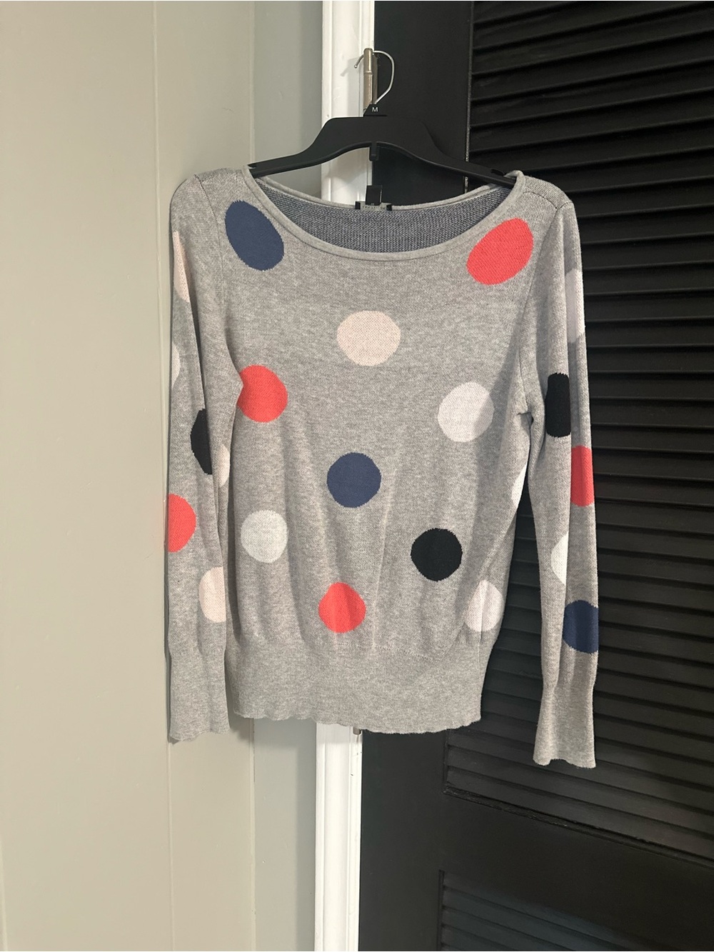 Gray Polka Dot Lightweight Sweater - Multicolor Dots ANN Taylor size M